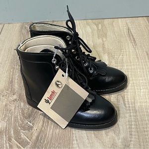 Laredo kids black lace‎ up boots size 8 NWT